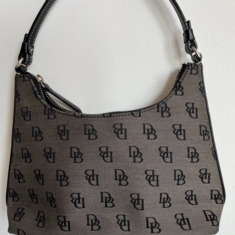 Dooney & Bourke Black Shoulder Bag with Monogram Pattern